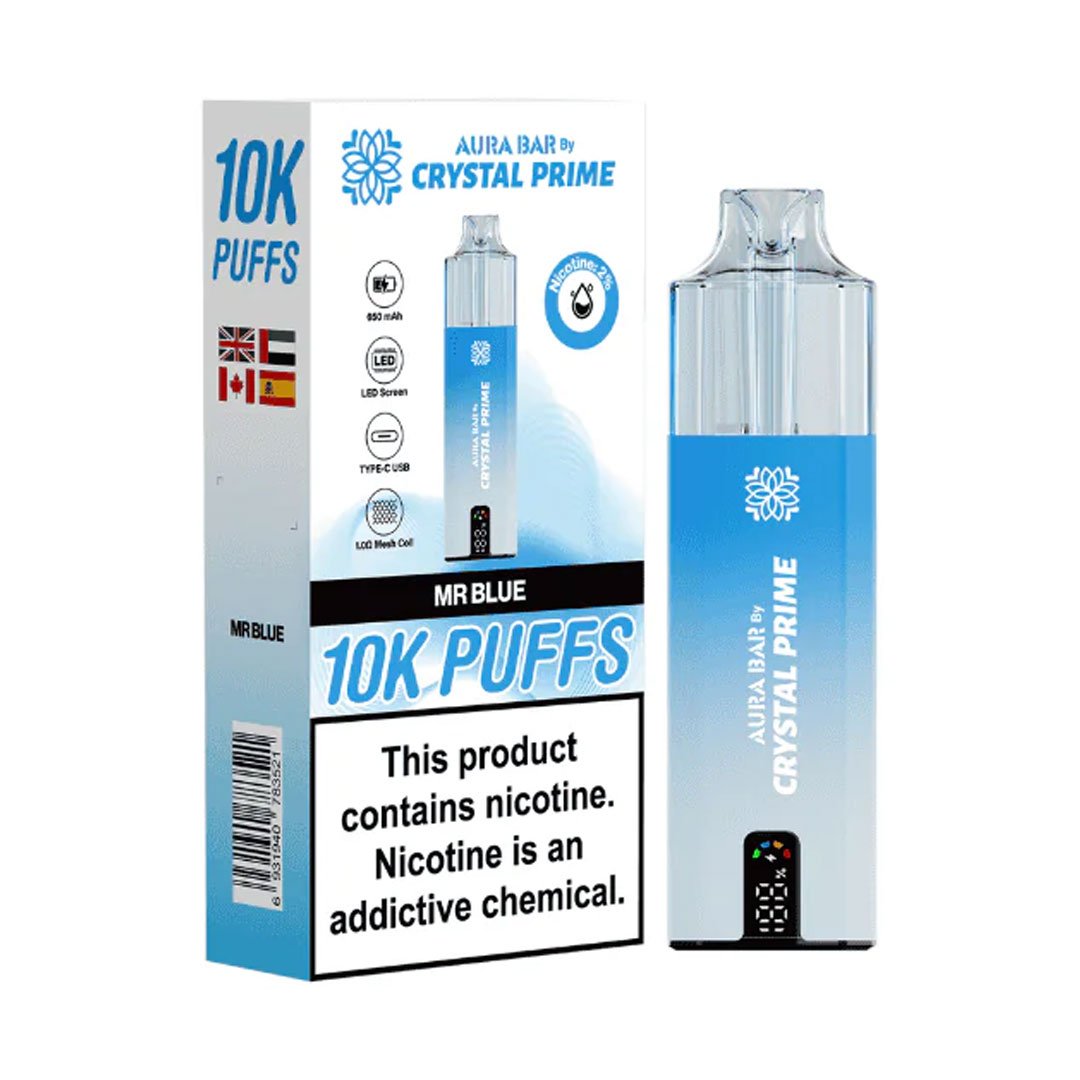 Crystal Prime Aura Bar 10K Prefilled Pod Kit - Mr Blue