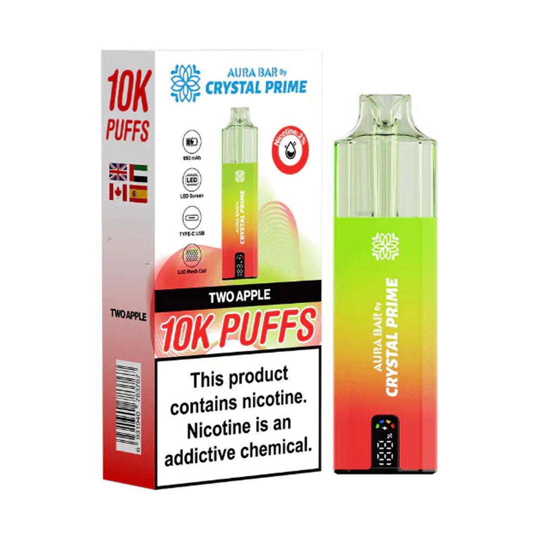 Crystal Prime Aura Bar 10K Prefilled Pod Kit - Two Apple