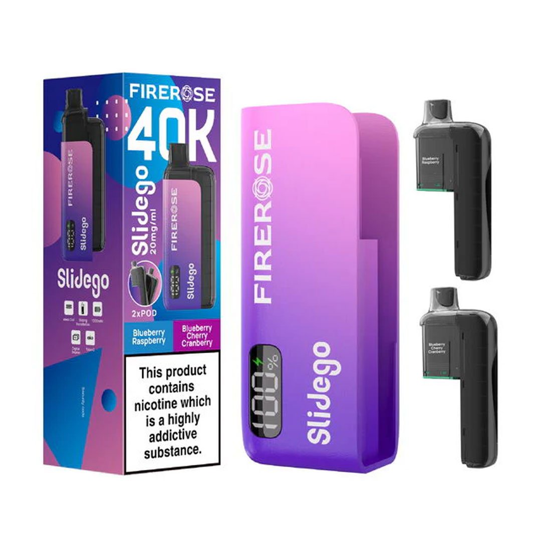 Firerose SlideGo 40k Puffs Prefilled Pod Kit - Blueberry Raspberry / Blueberry Cherry Cranberry