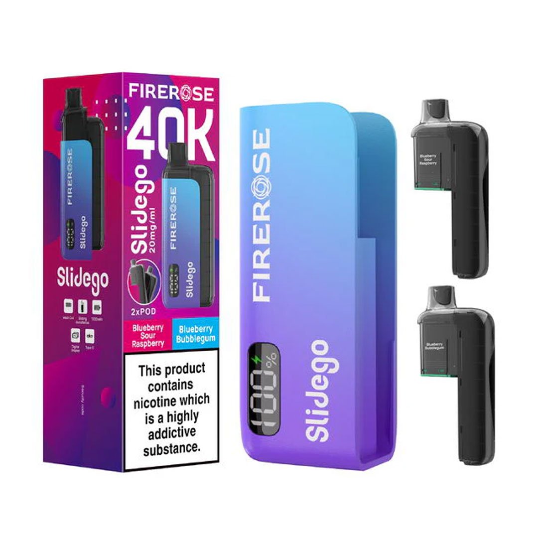 Firerose SlideGo 40k Puffs Prefilled Pod Kit - Blueberry Sour Raspberry / Blueberry Bubblegum
