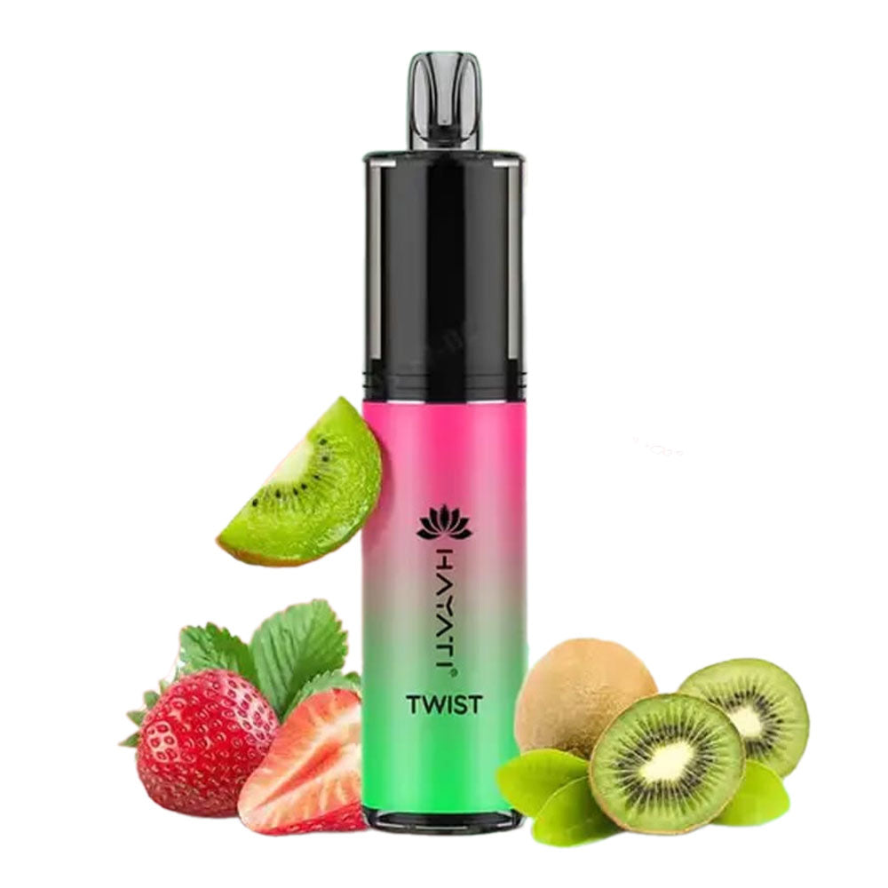 Hayati Twist disposable vape with a strawberry and kiwi flavor