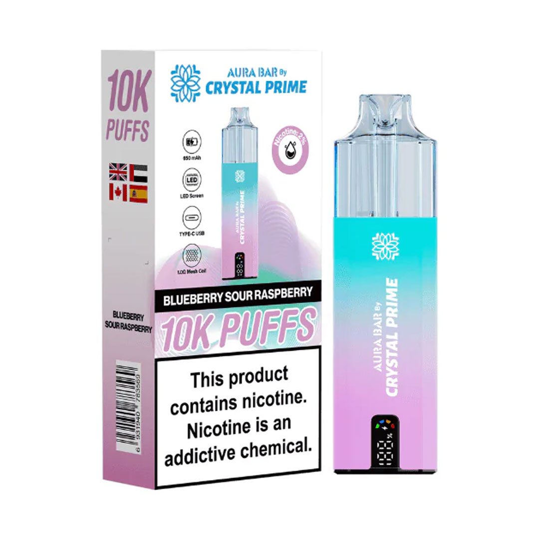 Crystal Prime Aura Bar 10K Prefilled Pod Kit - Blueberry Sour Raspberry