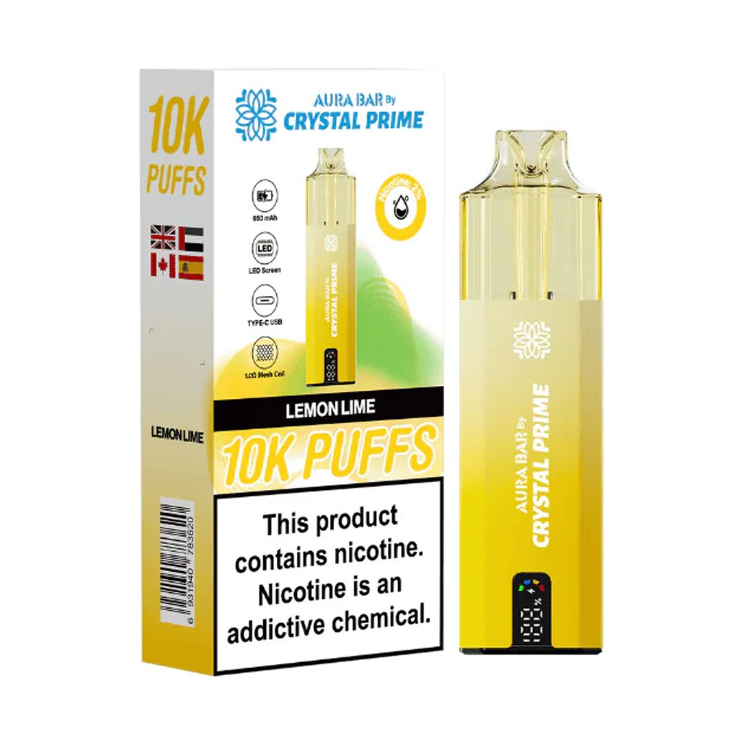Crystal Prime Aura Bar 10K Prefilled Pod Kit - Lemon Lime