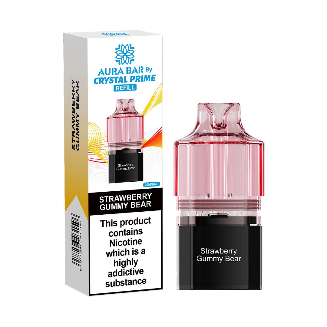 Crystal Prime Aura Bar 10K Prefilled Pods - Strawberry Gummy Bear