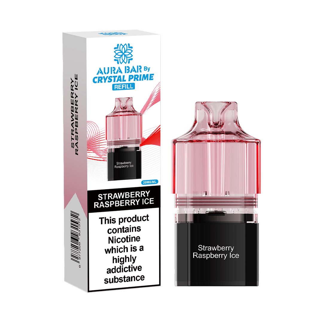 Crystal Prime Aura Bar 10K Prefilled Pods - Strawberry Raspberry Ice