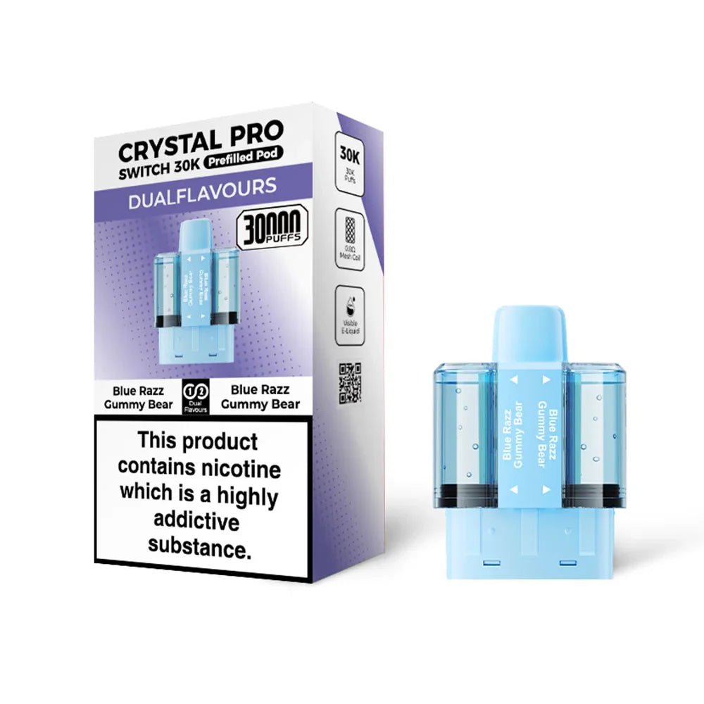 Crystal Pro Switch 30K Blue Razz Gummy Bear / Blue Razz Gummy Bear prefilled pods