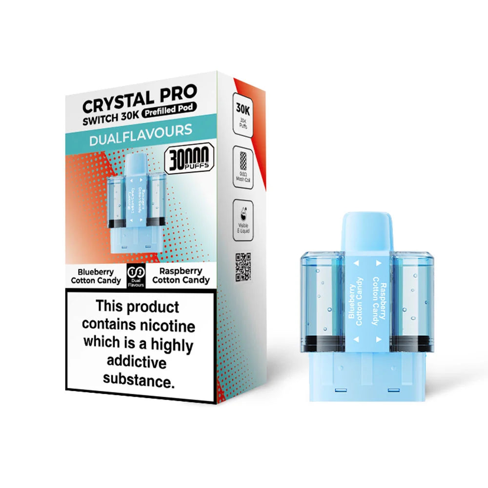 Crystal Pro Switch 30K Blueberry Cotton Candy / Raspberry Cotton Candy prefilled pods