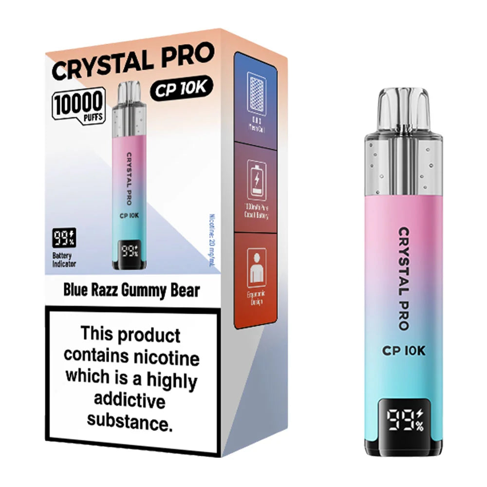 Crystal Pro CP 10K Blue Razz Gummy Bear vape kit