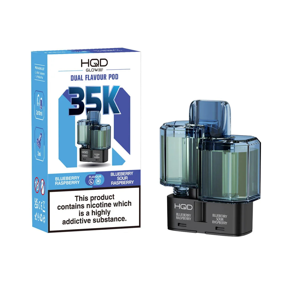 HQD Glow Air 35K 2-in-1 Prefilled Pods - Blueberry Raspberry / Blueberry Sour Raspberry