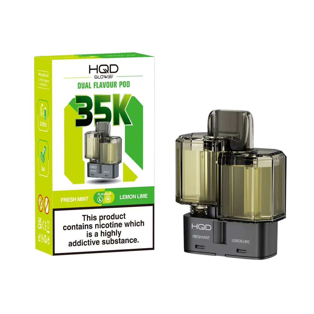 HQD Glow Air 35K 2-in-1 Prefilled Pods - Fresh Mint / Lemon Lime