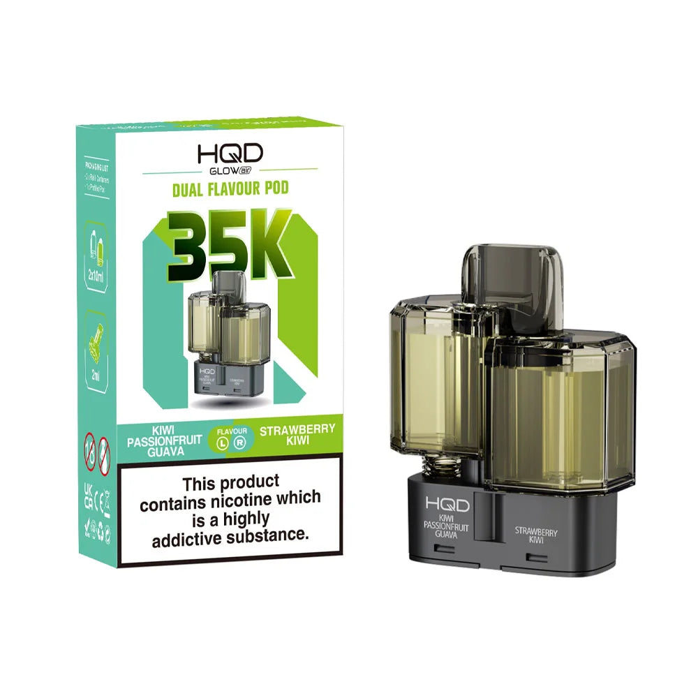 HQD Glow Air 35K 2-in-1 Prefilled Pods - Kiwi Passionfruit Guava / Strawberry Kiwi