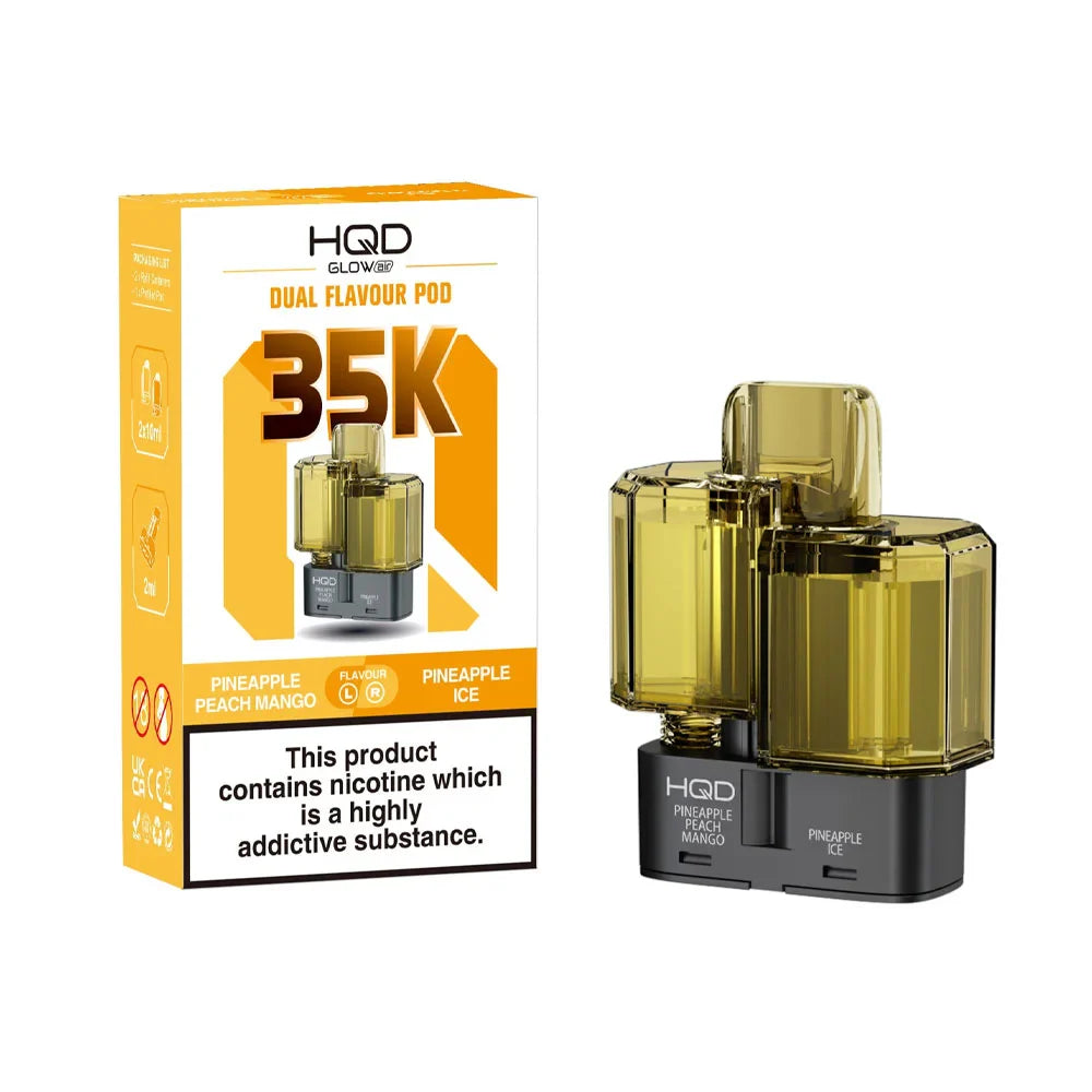 HQD Glow Air 35K 2-in-1 Prefilled Pods - Pineapple Peach Mango / Pineapple Ice