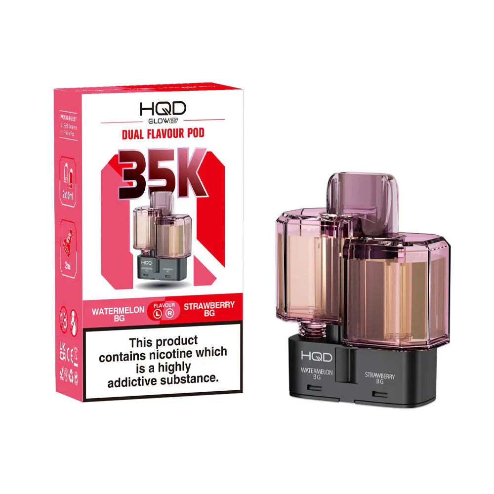 HQD Glow Air 35K 2-in-1 Prefilled Pods - Watermelon BG / Strawberry BG