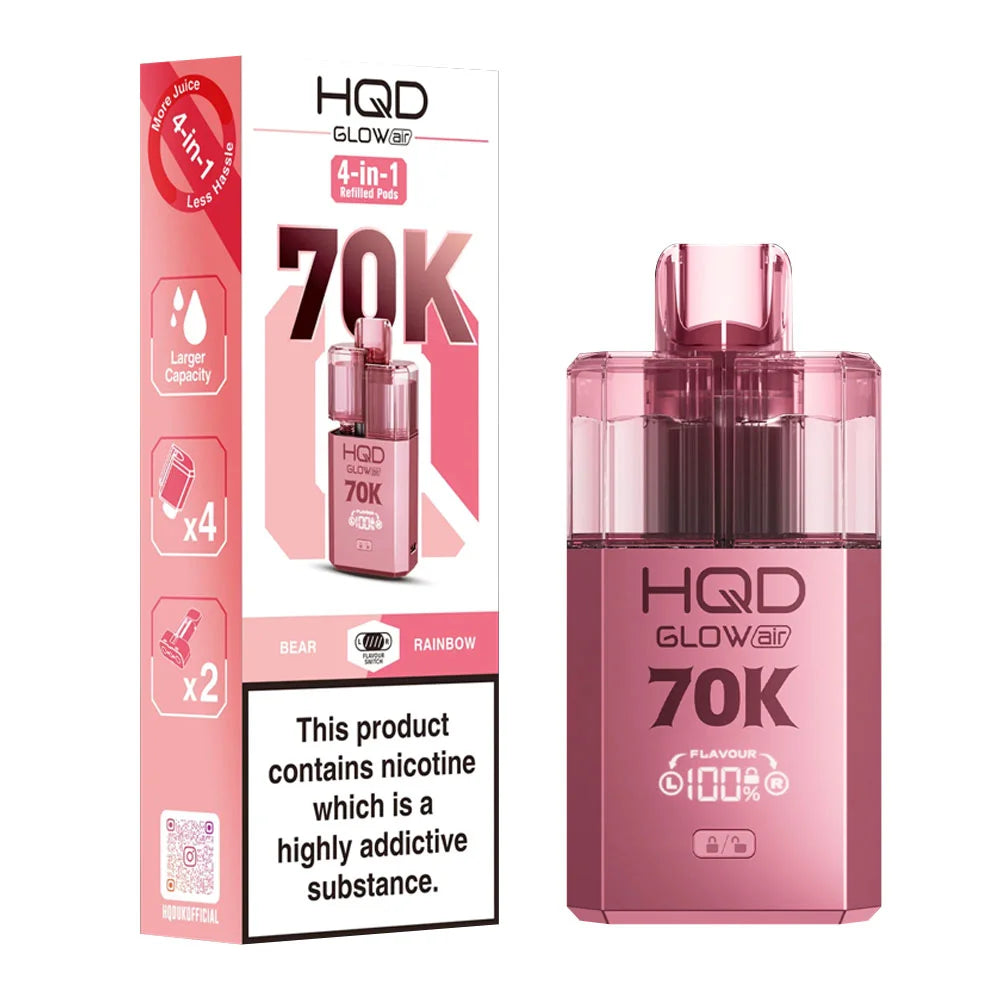 HQD Glow Air 70K 4-in-1 Prefilled Pod Kit - Bear / Rainbow