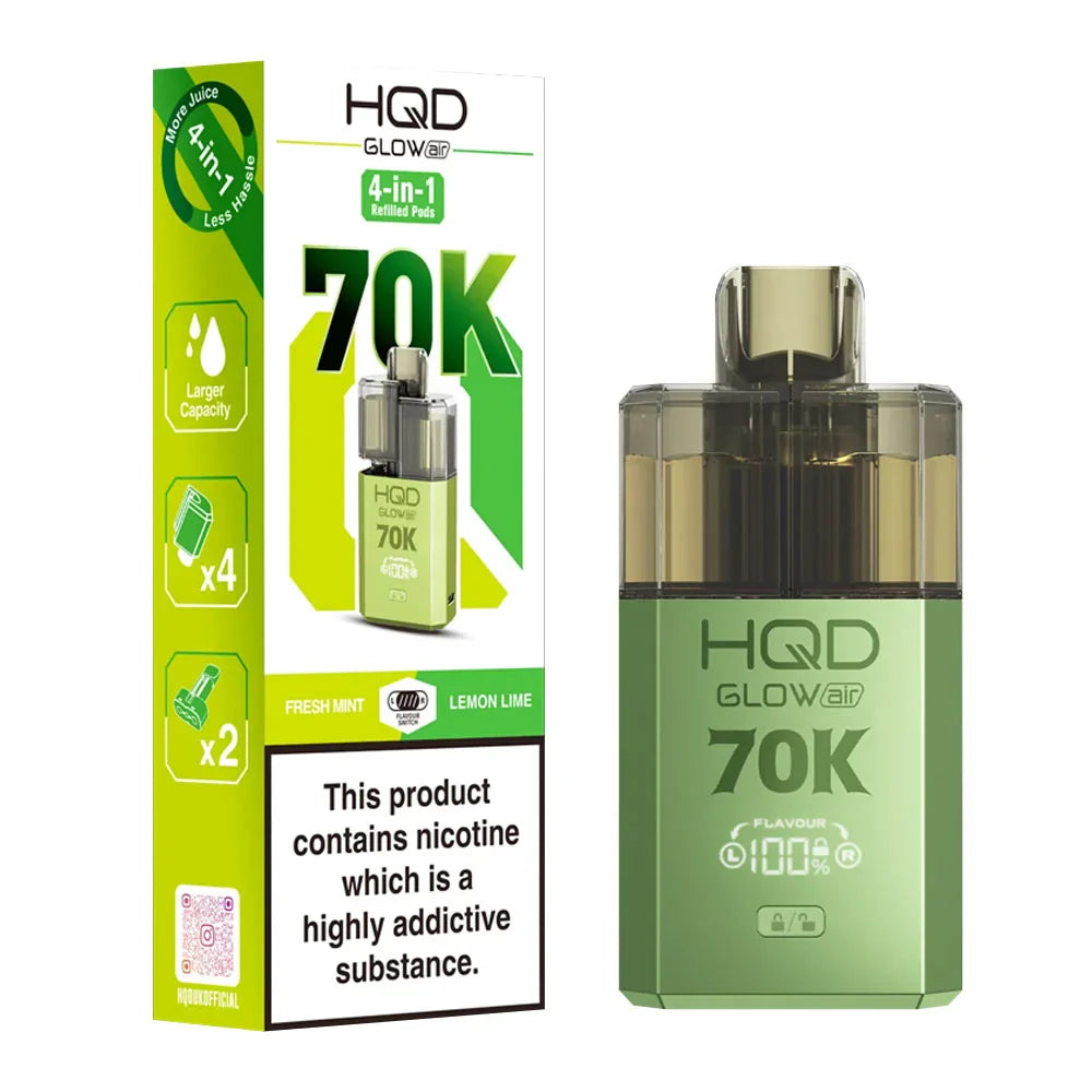 HQD Glow Air 70K 4-in-1 Prefilled Pod Kit - Fresh Mint / Lemon Lime