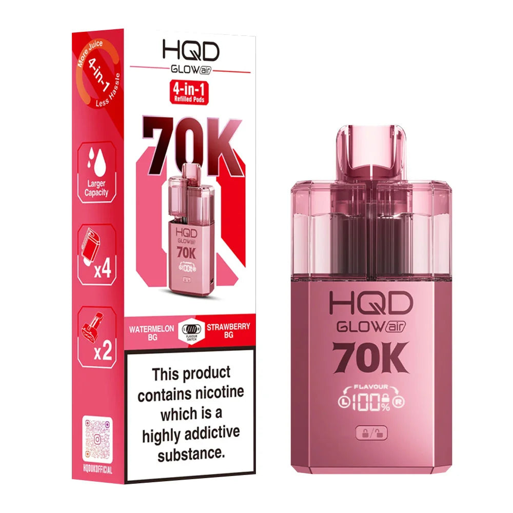 HQD Glow Air 70K 4-in-1 Prefilled Pod Kit - Watermelon BG / Strawberry GB