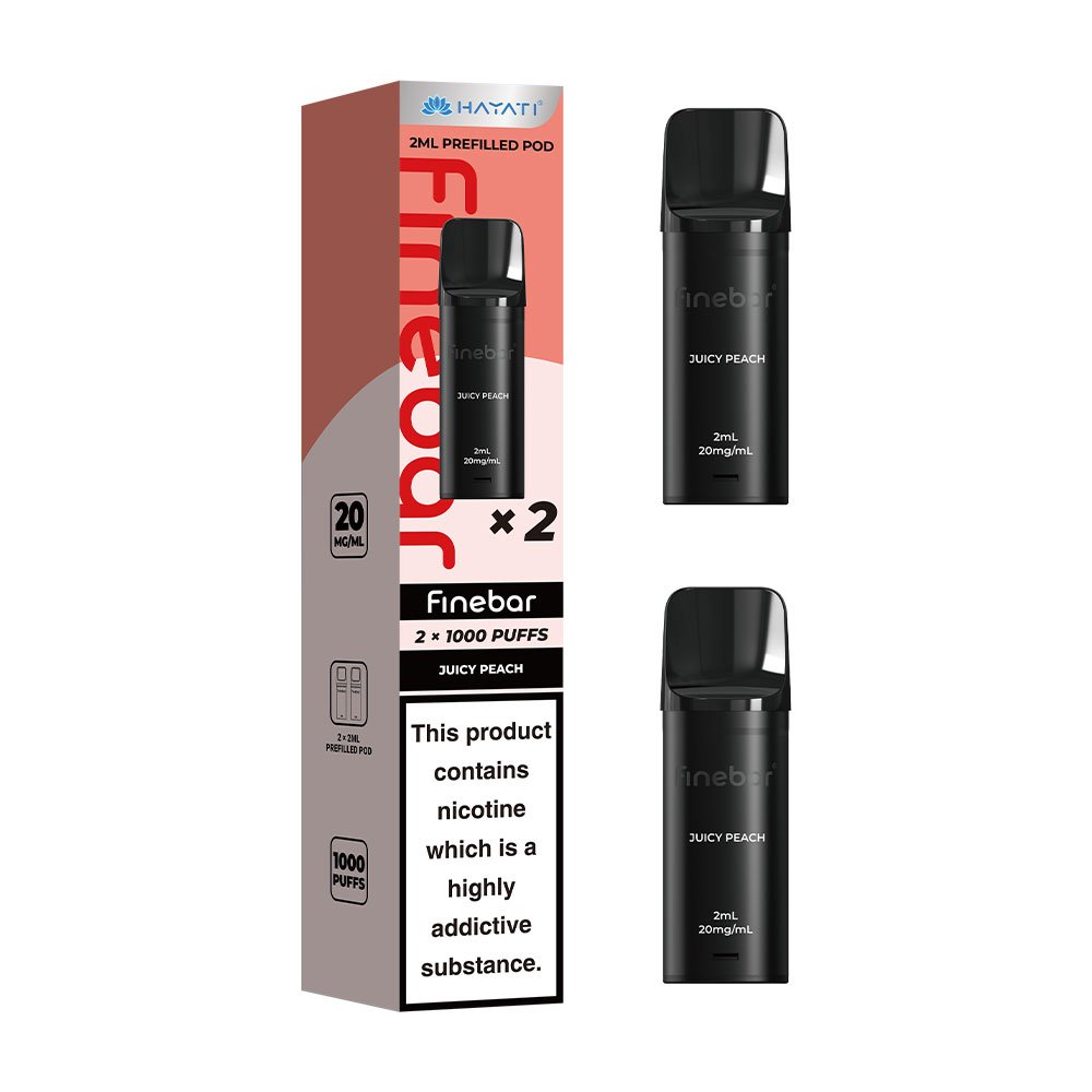 Hayati Finebar 1000 Puffs Prefilled Pods (Pack of 2) - Juicy Peach