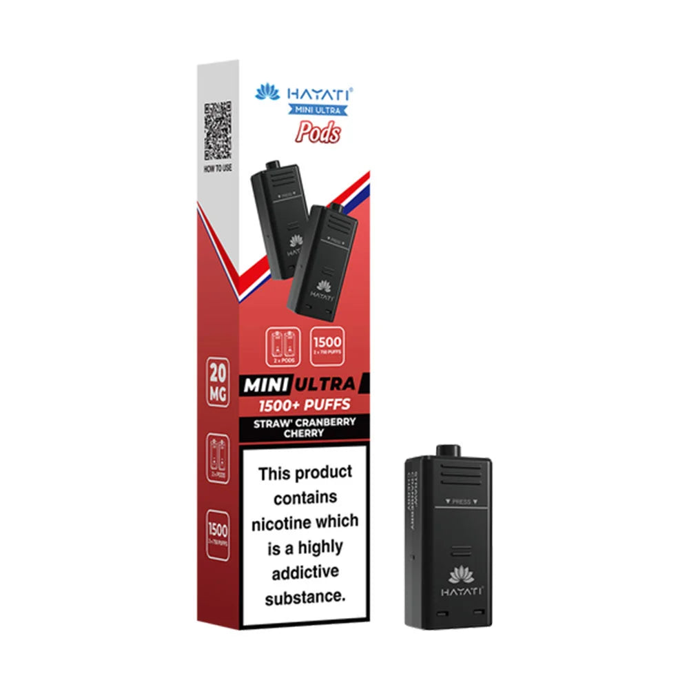 Hayati Ultra Mini 1500 Prefilled Pods - Straw Cranberry Cherry