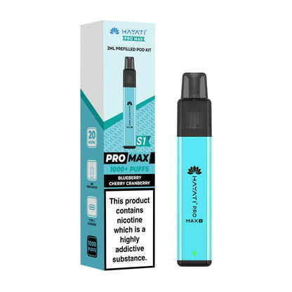 Hayati Pro Max Plus S1 1000 Puffs Prefilled Pod Kit - Blueberry Cherry Cranberry