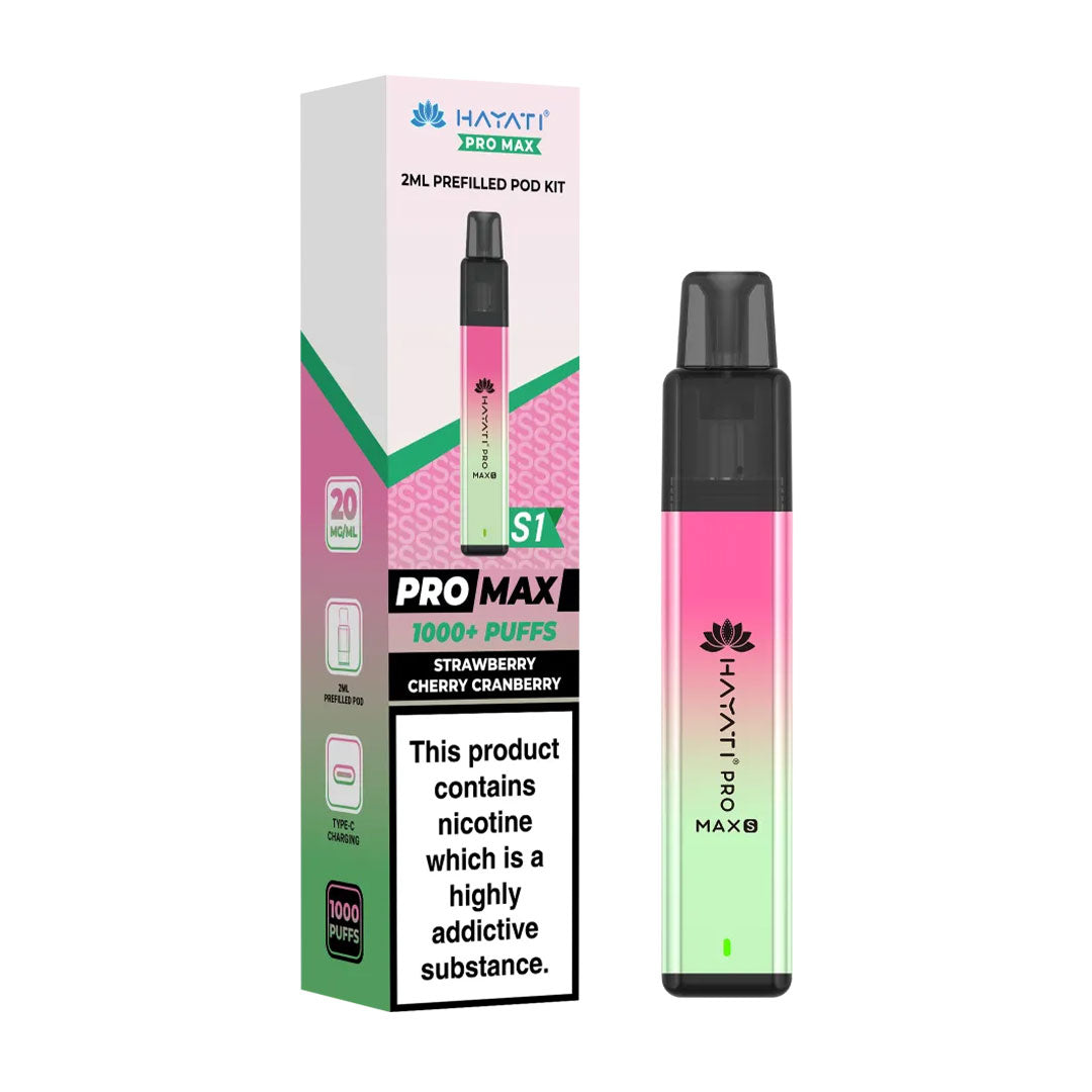 Hayati Pro Max Plus S1 1000 Puffs Prefilled Pod Kit - Strawberry Cherry Cranberry