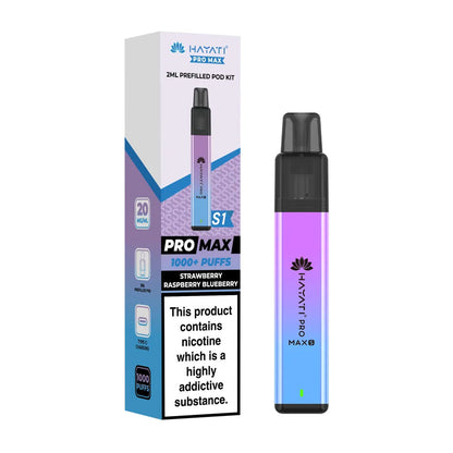 Hayati Pro Max Plus S1 1000 Puffs Prefilled Pod Kit - Strawberry Raspberry Blueberry