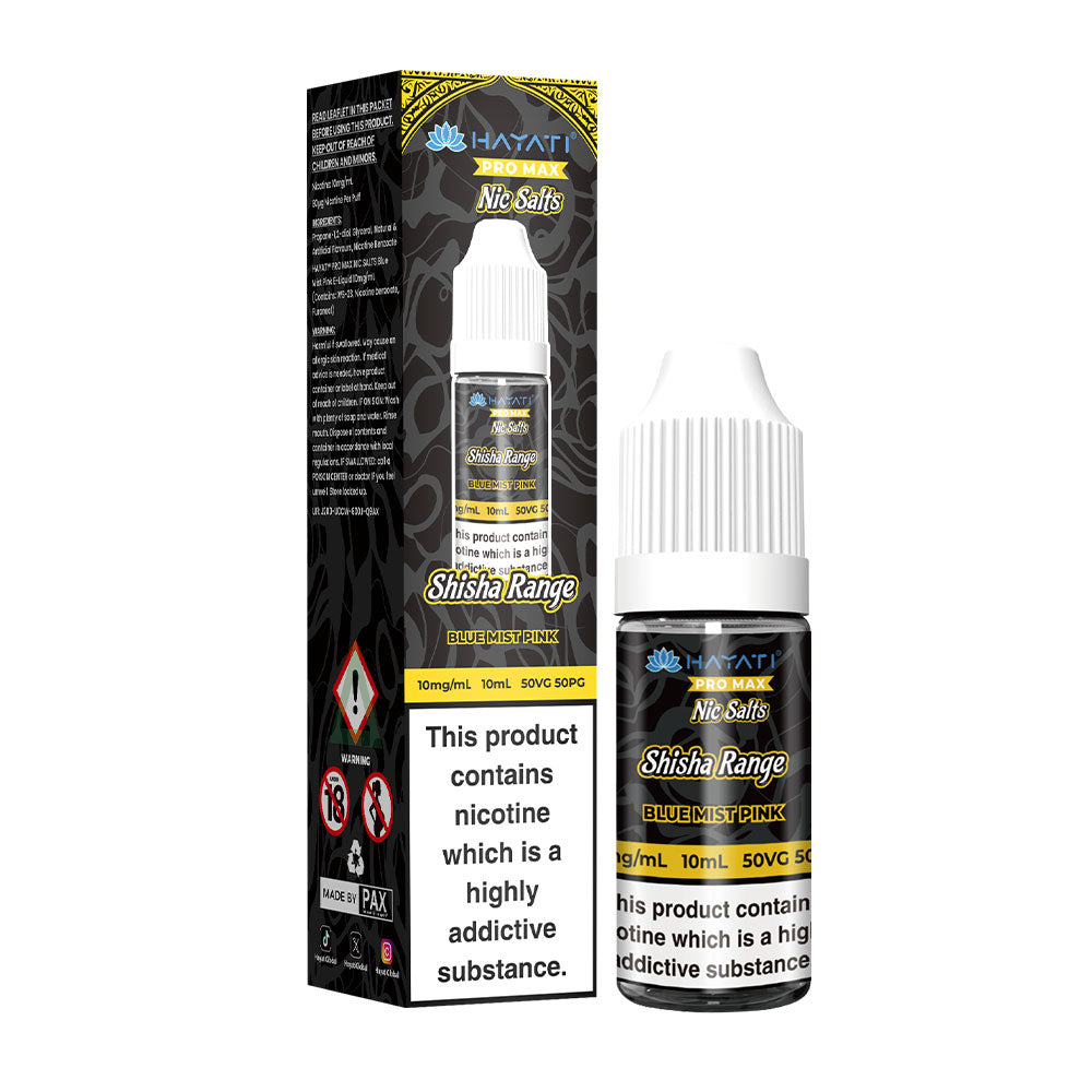 Blue Mist Pink Hayati Pro Max Shisha Range 10ml Nic Salts E Liquid
