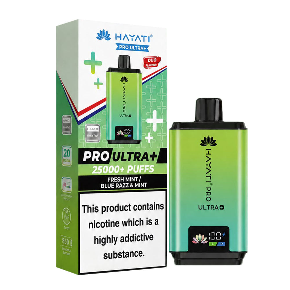 Hayati Pro Ultra Plus 25000 Fresh Mint Blue Razz Mint prefilled pod kit