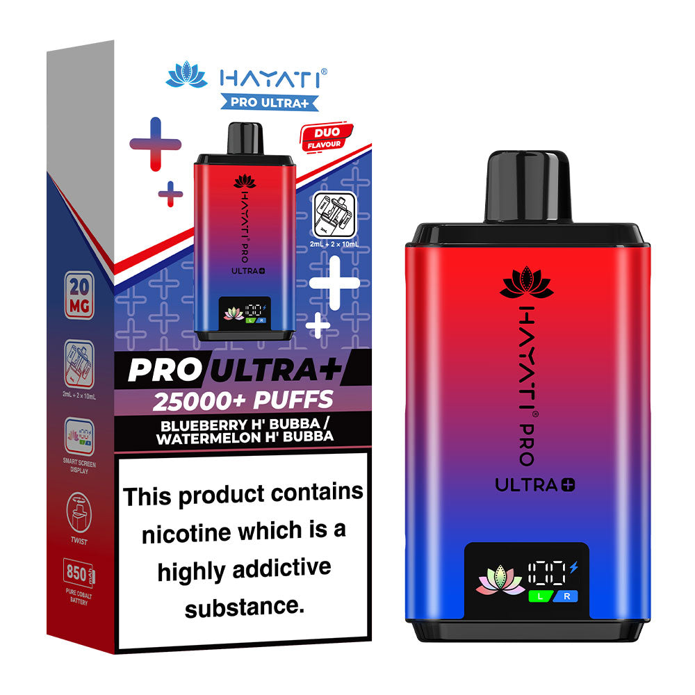 Hayati Pro Ultra Plus 25000 Puffs Disposable Vape - Blueberry H'Bubba / Watermelon H'Bubba