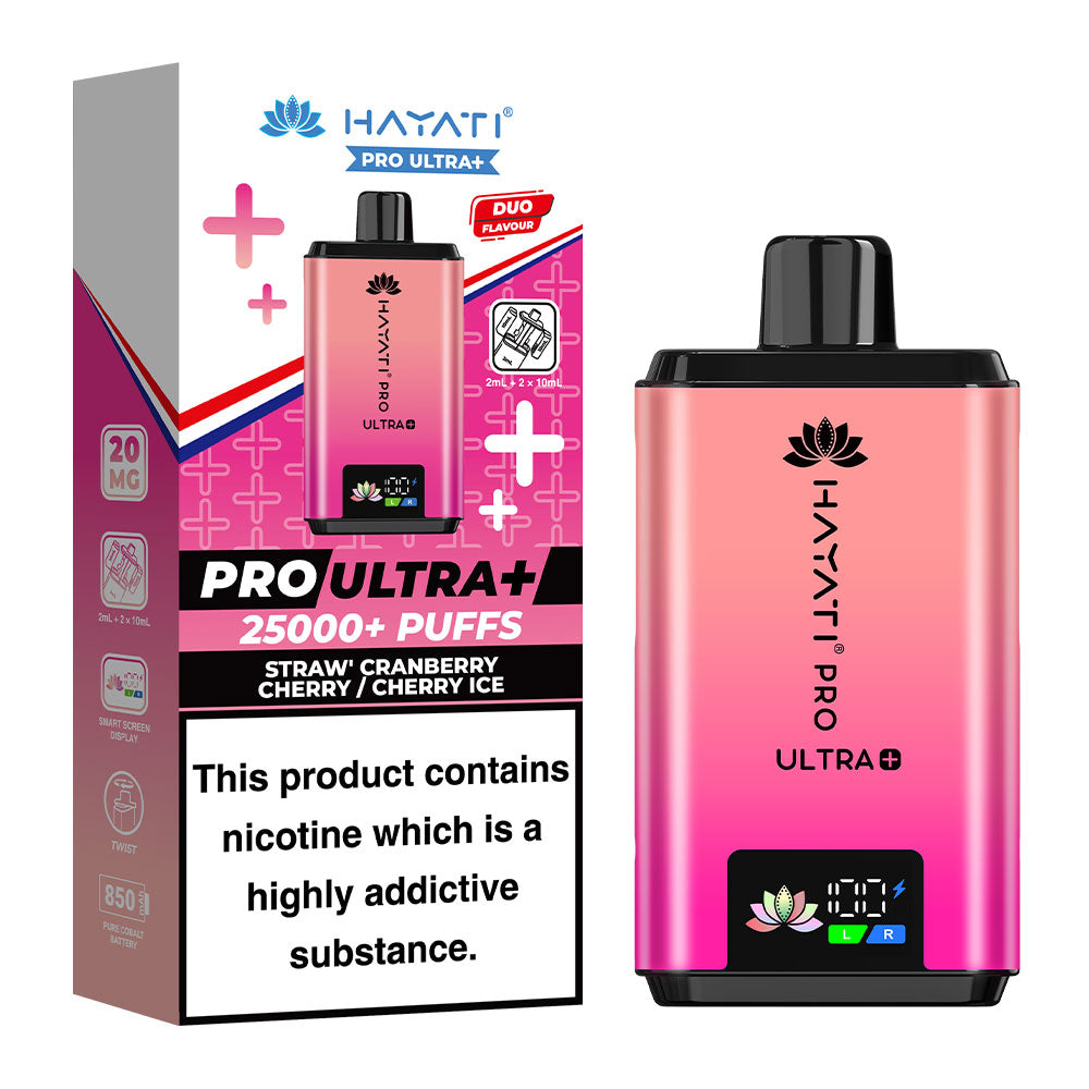 Hayati Pro Ultra Plus 25000 Prefilled Pod Kit Straw' Cranberry Cherry / Cherry lce