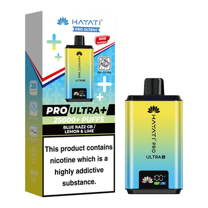 Hayati Pro Ultra Plus 25000 Blue Razz GB Lemon Lime prefilled pod kit
