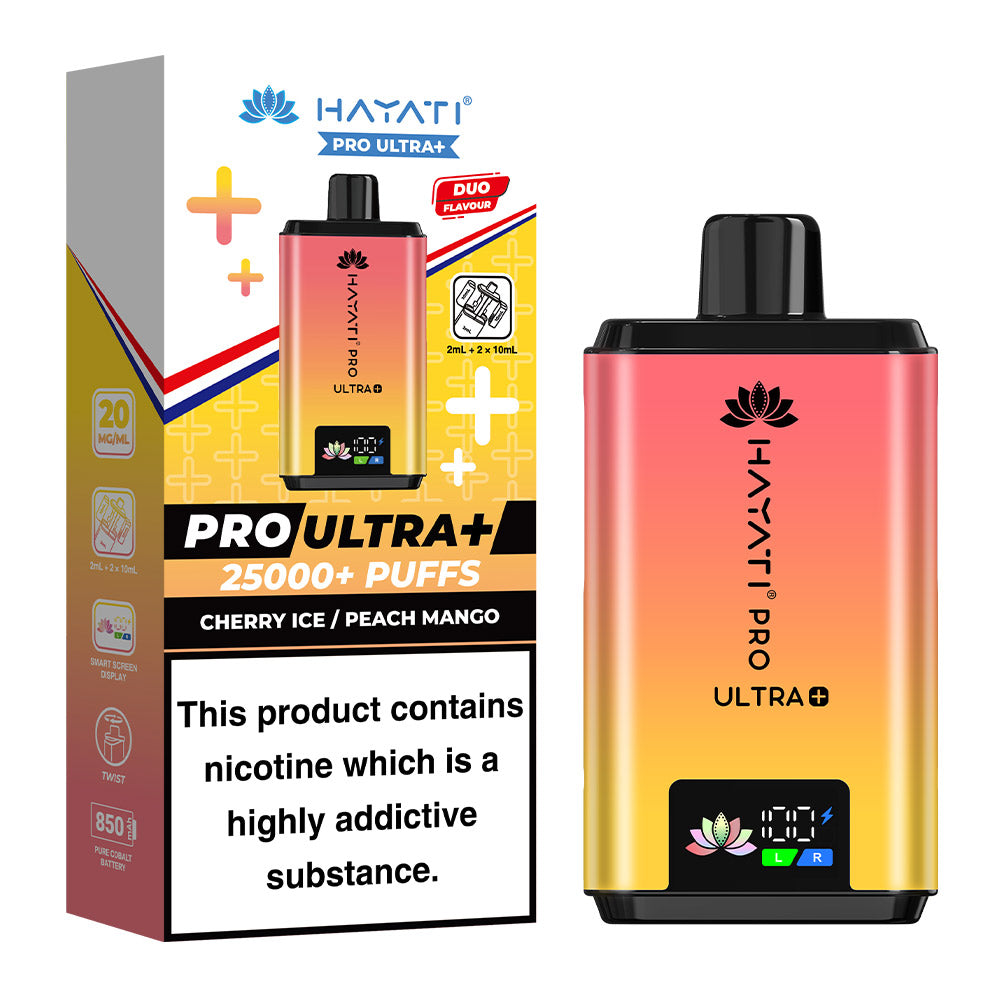 Hayati Pro Ultra Plus 25000 Cherry Ice Peach mango prefilled pod kit