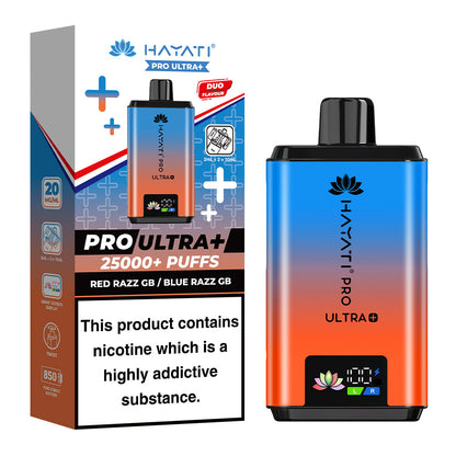 Hayati Pro Ultra Plus 25000 Red Razz Gb Blue Razz GB prefilled pod kit