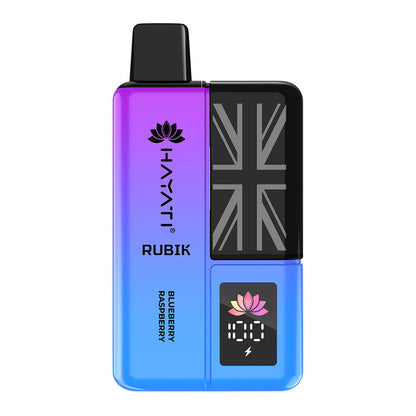 HAYATI RUBIK, featuring blueberry raspberry flavor and battery indicator.