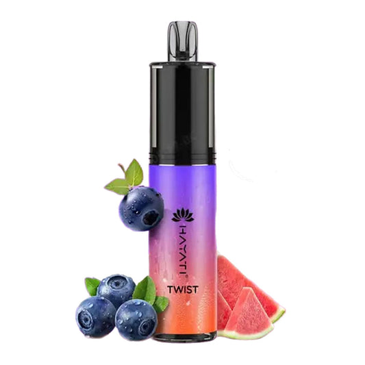 Hayati Twist disposable vape with a blueberry and watermelon flavor.