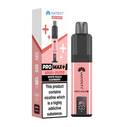 Hayati Pro Max Plus 6000 White Peach Raspberry prefilled vape kit