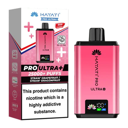 Hayati Pro Ultra Plus 25000 Straw Grapefruit Straw Dragonfruit prefilled pod kit