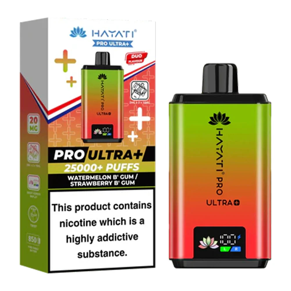 Hayati Pro Ultra Plus 25000 Prefilled Pod Kit Watermelon B' Gum / Strawberry B' Gum