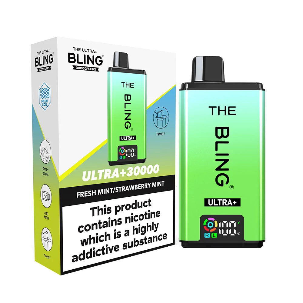 The Bling Ultra Plus 30K Prefilled Pod Kit - Fresh Mint / Strawberry Mint