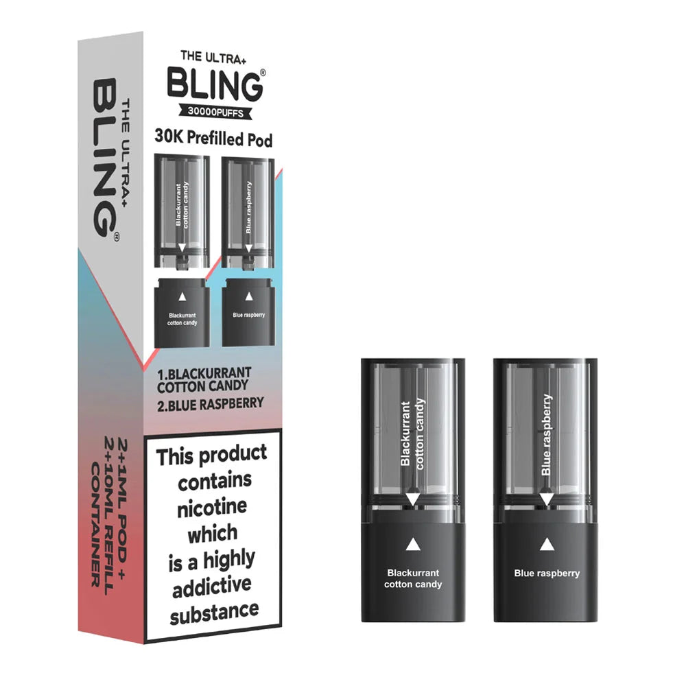 The Bling Ultra Plus 30K Prefilled Pods - Blackcurrant Cotton Candy / Blue Raspberry