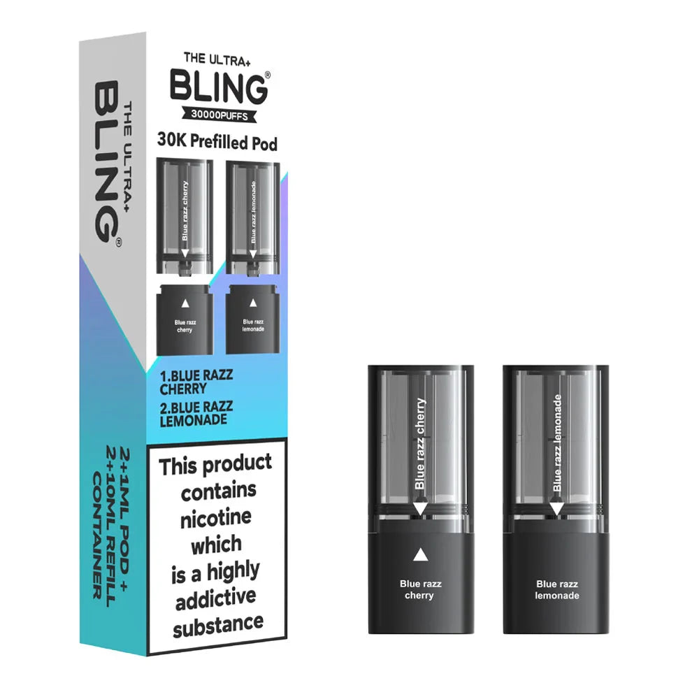 The Bling Ultra Plus 30K Prefilled Pods - Blue Razz Cherry / Blue Razz Lemonade