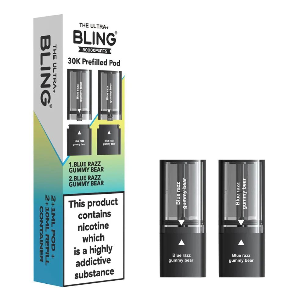 The Bling Ultra Plus 30K Prefilled Pods - Blue Razz Gummy Bear
