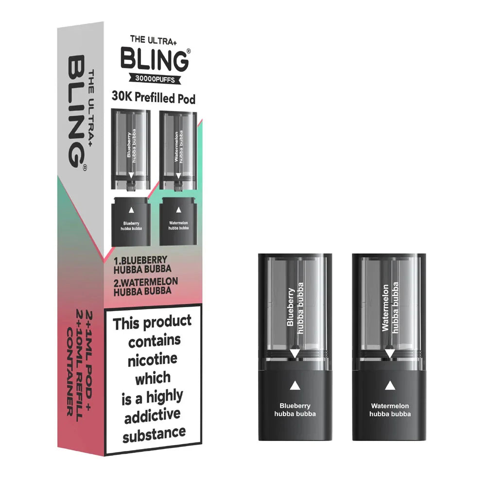 The Bling Ultra Plus 30K Prefilled Pods - Blueberry Hubba Bubba / Watermelon Hubba Bubba