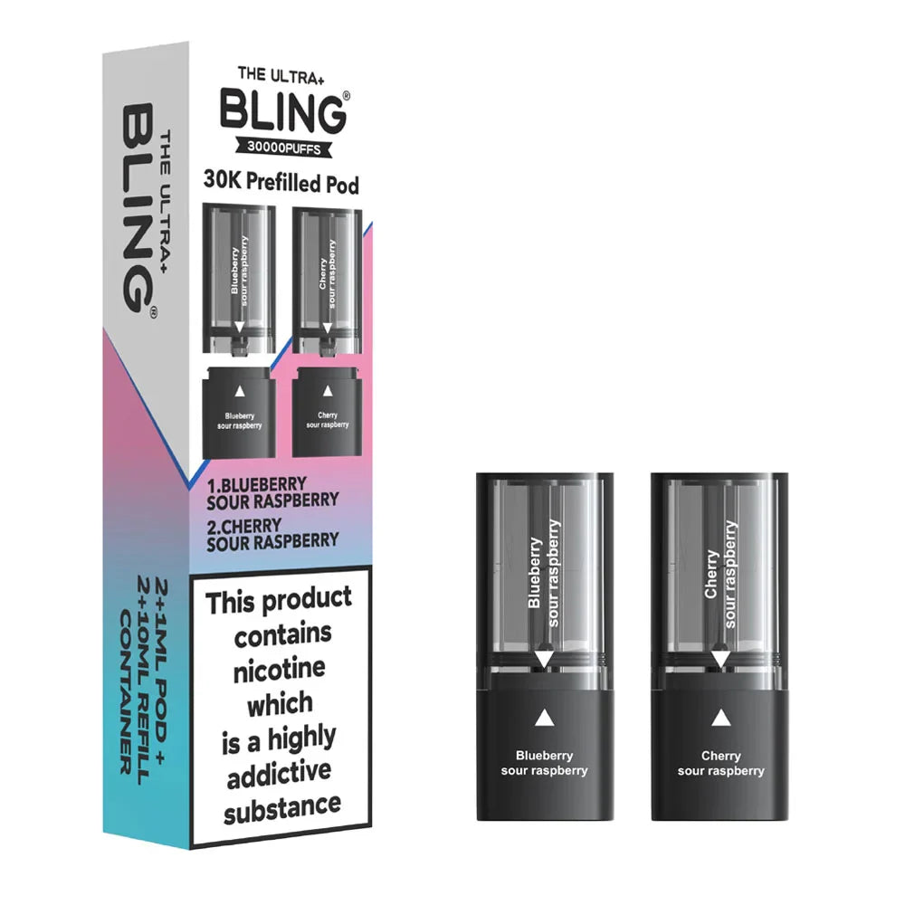 The Bling Ultra Plus 30K Prefilled Pods - Blueberry Sour Raspberry / Cherry Sour Raspberry