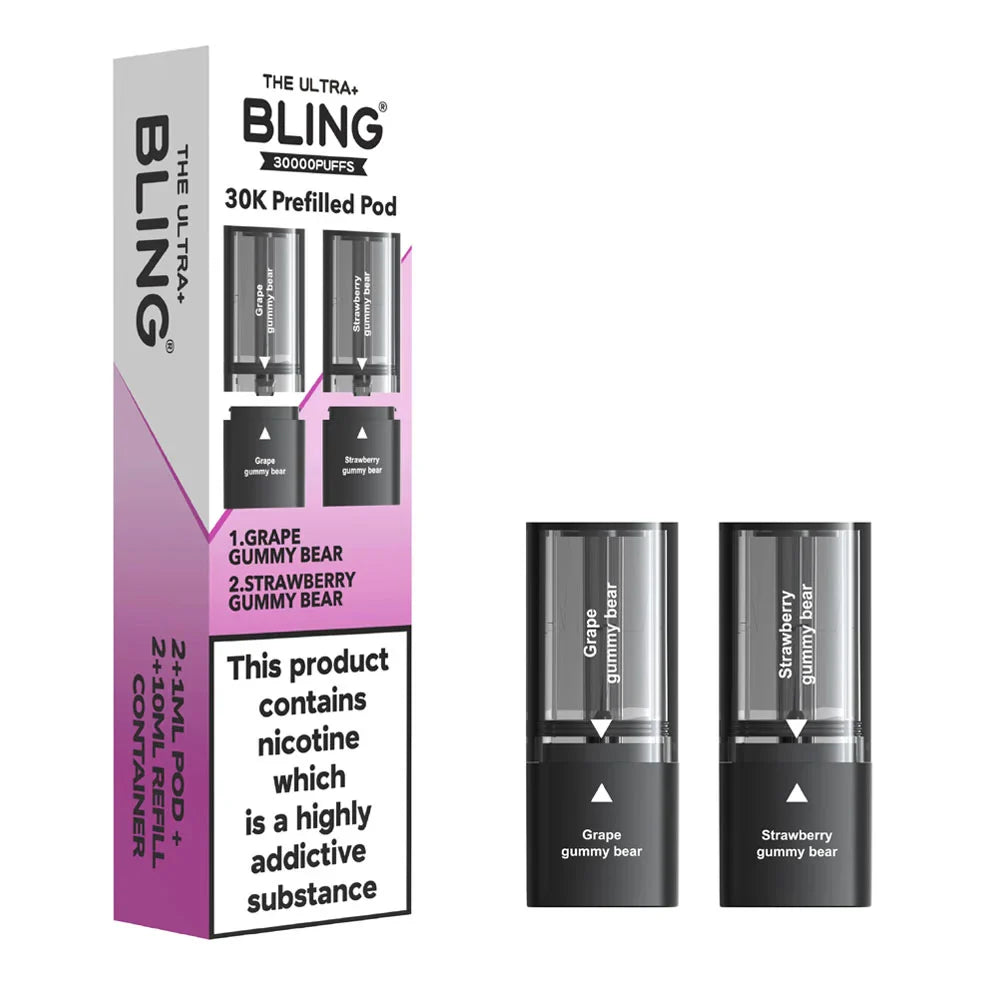 The Bling Ultra Plus 30K Prefilled Pods - Grape Gummy Bear / Strawberry Gummy Bear