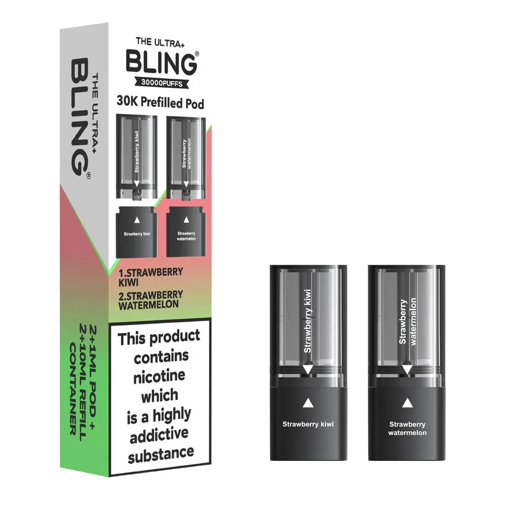 The Bling Ultra Plus 30K Prefilled Pods - Strawberry Kiwi / Strawberry Watermelon