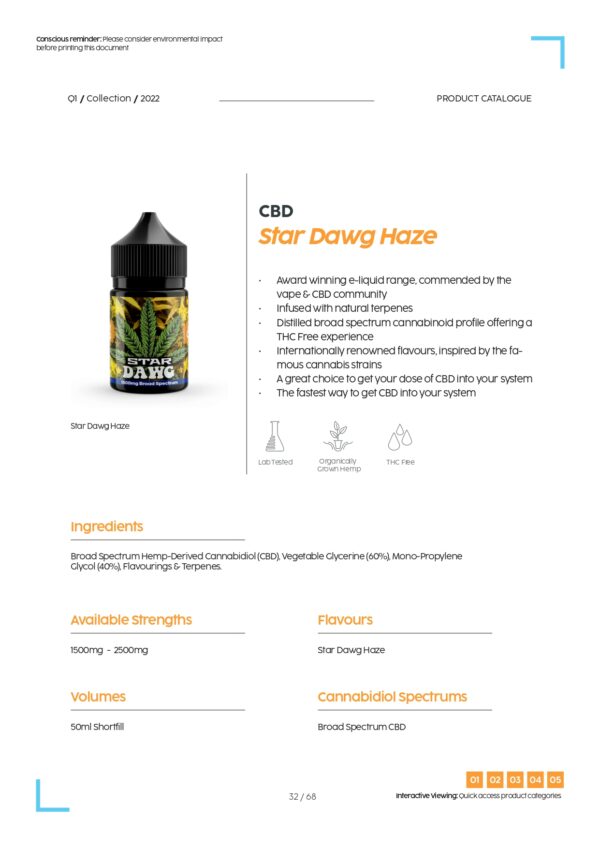 CBD Star Dawg Haze 50ml E Liquid 1500mg