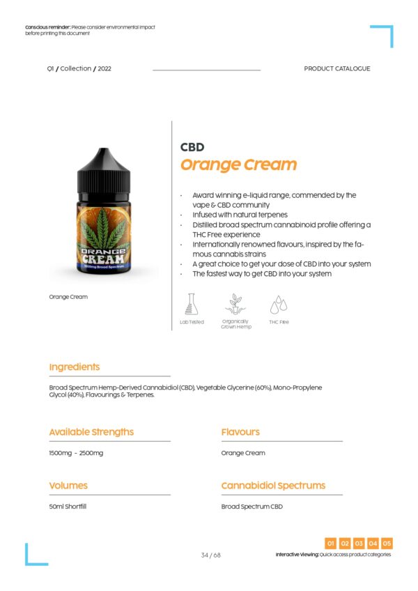 CBD Orange Cream 50ml E-liquid 1500mg