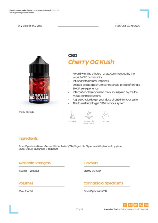 CBD Cherry OG Kush 50ml E Liquid 1500mg